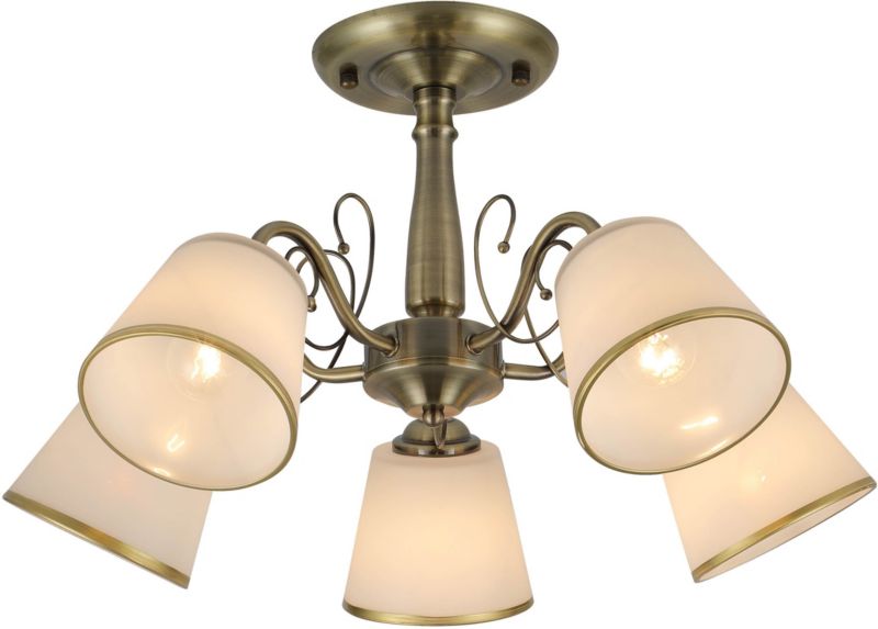 Losanna 5-punkts loftlampe med patineret finish og E14-sokkel