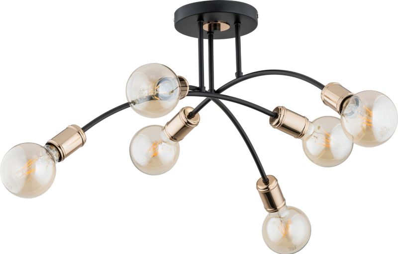 Loftslampe Lanti 6-punkts Sort Kobber