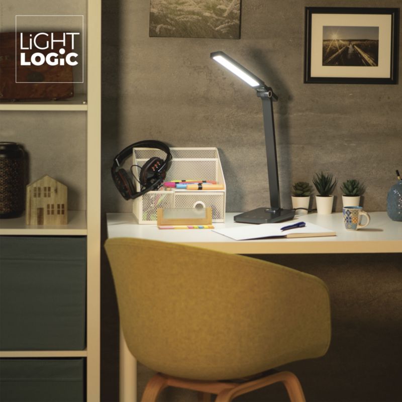 LED skrivebordslampe LightLogic LL UNHED LED GR 66489 med justerbar farvetemperatur 3000/4000/6500 K, grå, touch, 1 stk.