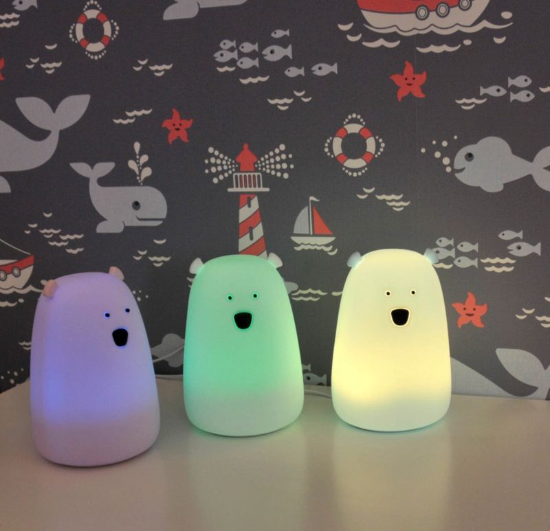 Natlampe Bjørn RGB USB Blå 11x16 cm