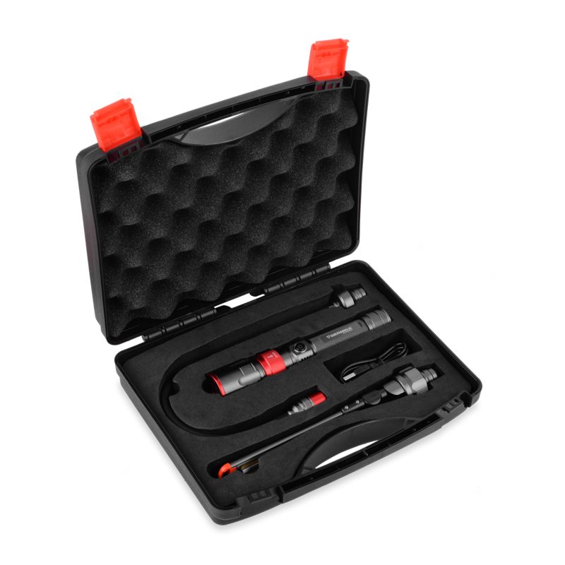 LED-lommelygte 3-i-1 Germina multifunktionel batteridrevet med udskifteligt hoved + kuffert 1 sæt