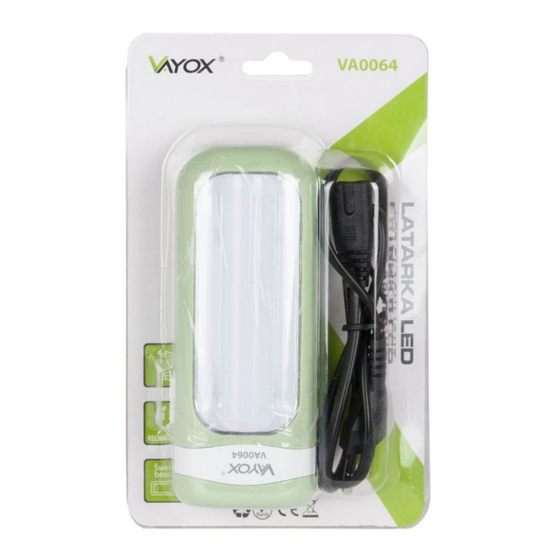 LED-lommelygte Vayox VA0064 med genopladeligt batteri, sidebelysning, 230V, 100 lm, 1 stk.