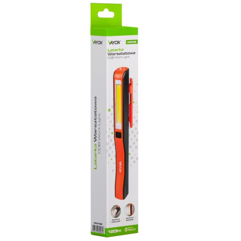 Vayox VA0102 værkstedslygte på batteri med magnet 120 lm, 1 stk.