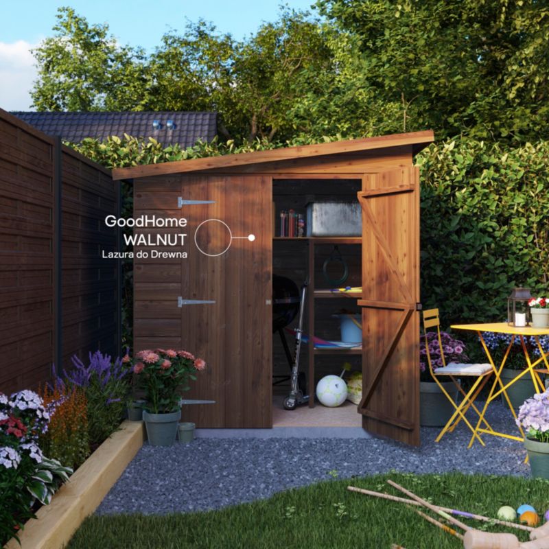 GoodHome træbeskyttelseslasur 12 år mørk valnød 5 l