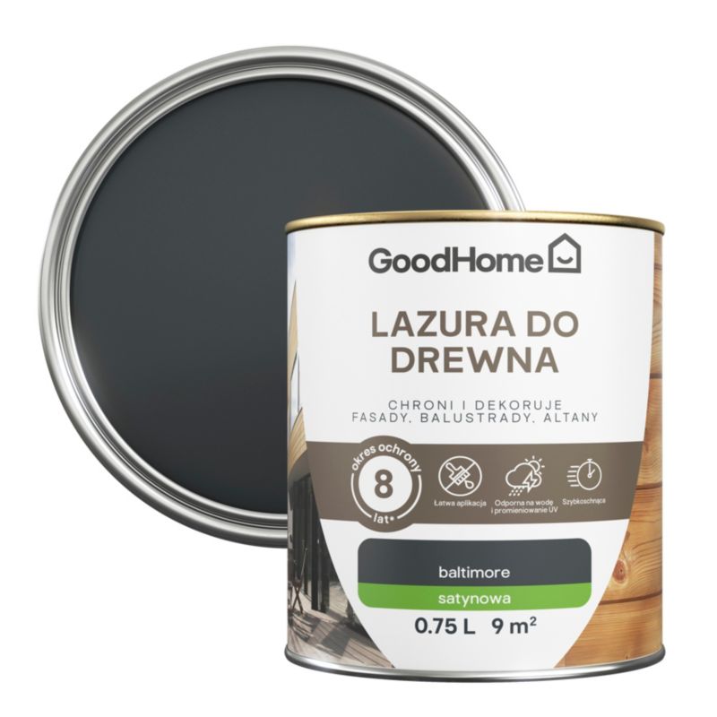 GoodHome træbeskyttelseslasur 8 år antracit 0,75 l