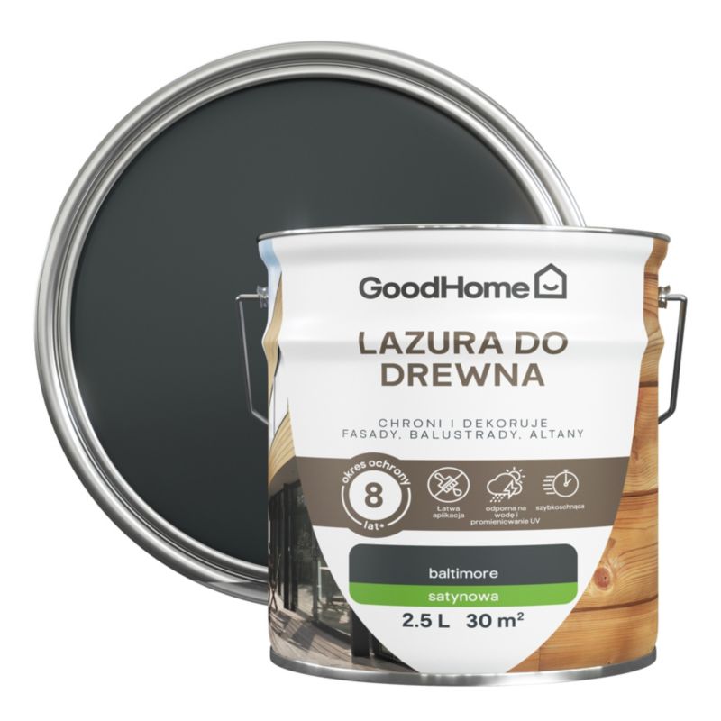 GoodHome 8 års træbeskyttelse i antracit, 2,5 l