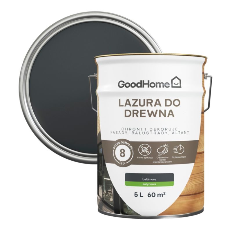 GoodHome træbeskyttelseslasur 8 år antracit 5 l