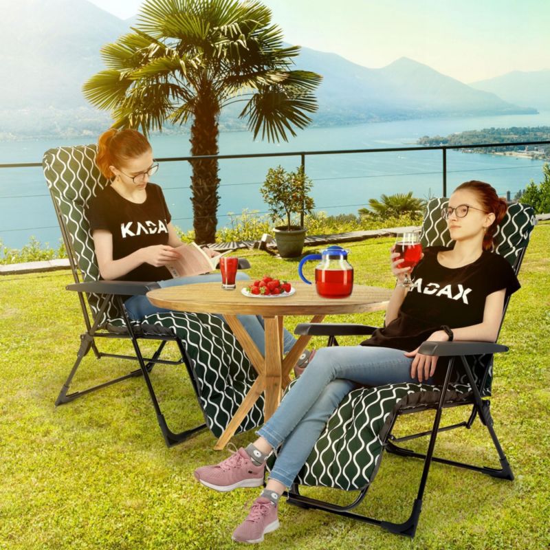 KADAX sammenklappelig havefotpude med justerbar ryg og fodskammel – komfortabel liggestol med pude