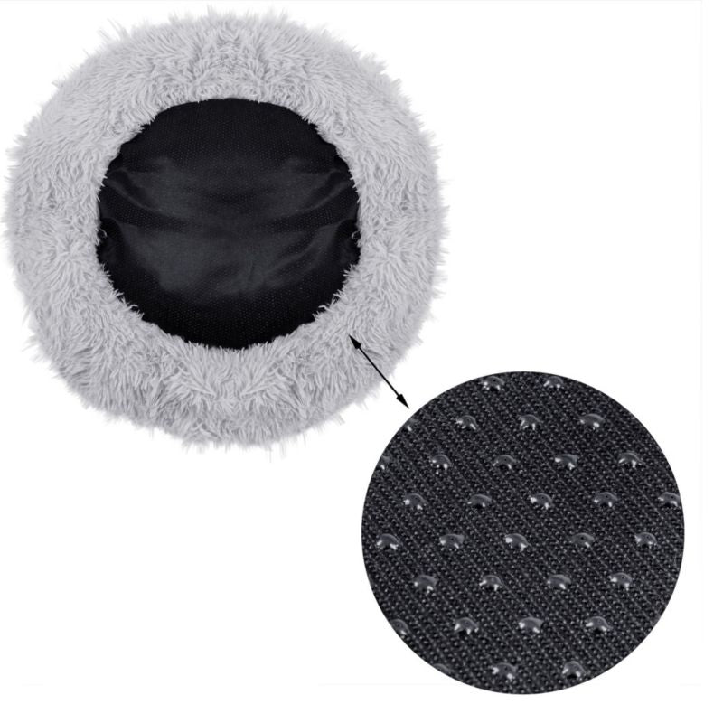 Springos hunde- og kattekurv 80 cm, gråt plysseng, 1 stk.