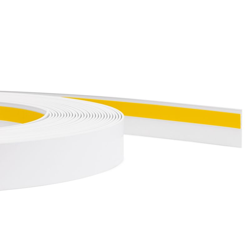 PVC-skjuleliste 2x50 mm, QUEST vinduesmodel, selvklæbende flad afslutningsliste til vinduer, dekorativ, hvid, 5 m