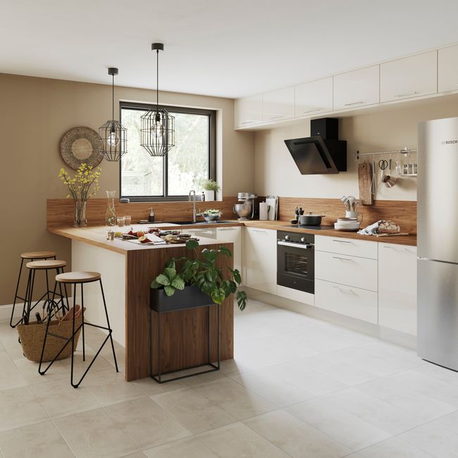 Vinkelhjørneliste til højskab GoodHome Stevia 2 x 89,5 cm kremet blank