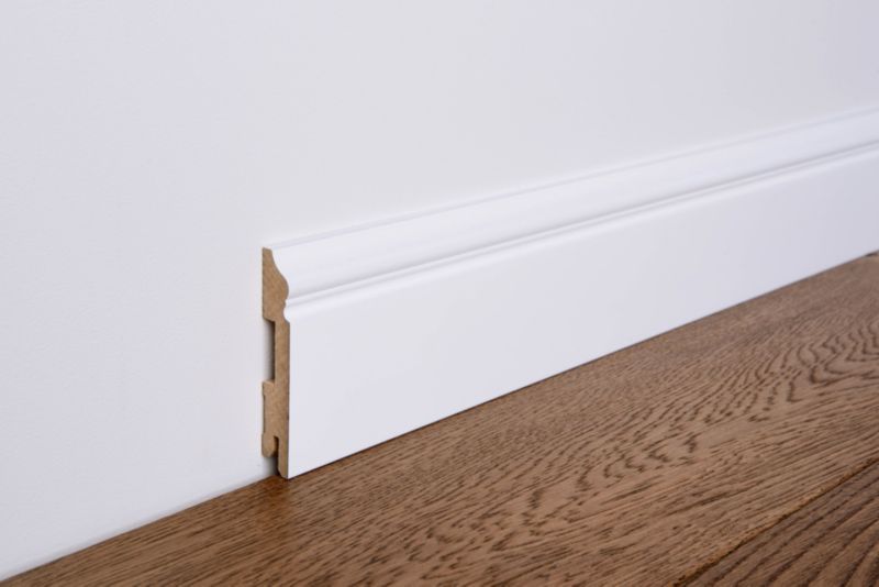 Fodpanel 200x10x1,6 cm Hvid Halvmat MDF