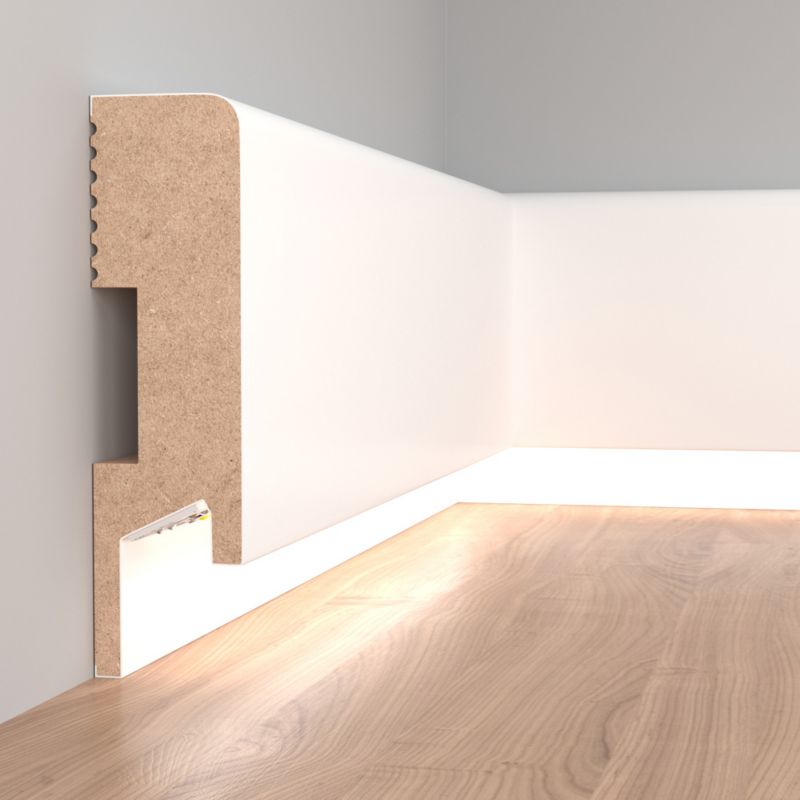 Afslutningsliste i MDF med skjult LED Foge LB1 100 x 30 x 2000 mm