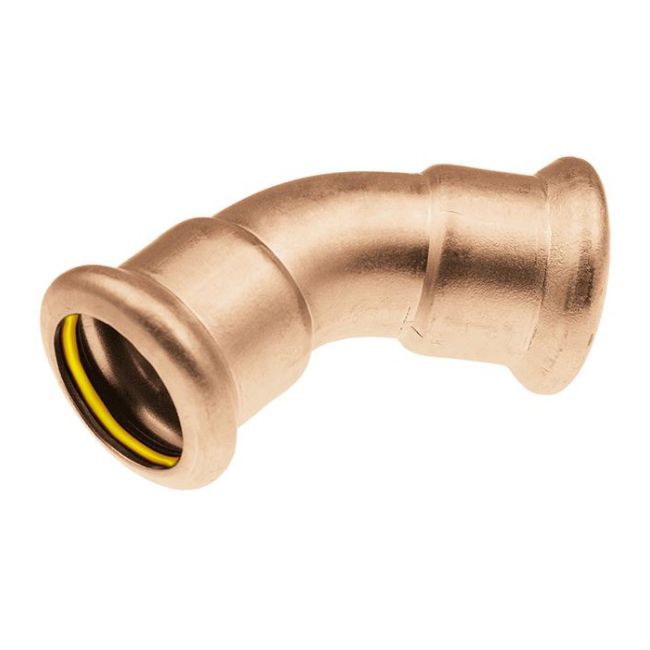 KAN-therm dobbelmuffet kobberbøjning 45° Press Gas 15 mm
