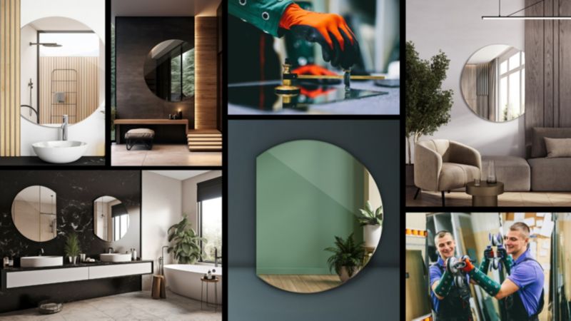 Tulup badeværelsesspejl 70 x 80 cm med afskåret rund form til vægmontering, 1 stk.