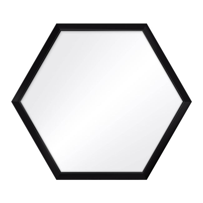 Heksagon-spejl 35 x 40 cm i sort ramme