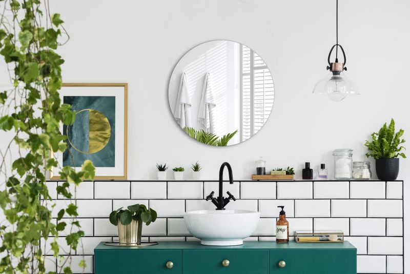 Stort rundt Tulup-spejl 100 cm uden ramme – elegant design, 1 stk.