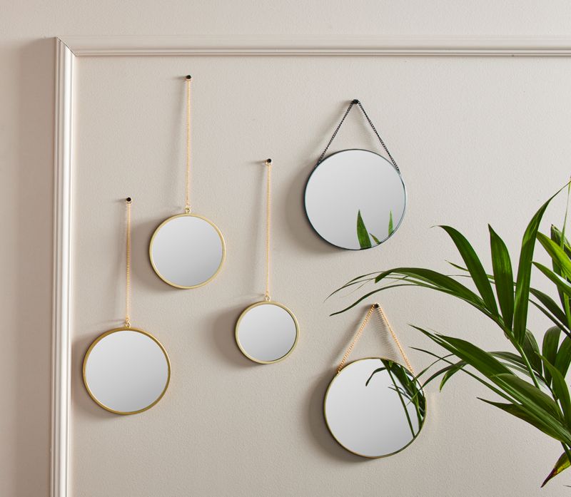 Rundt spejl 20 x 20 cm mat-sort