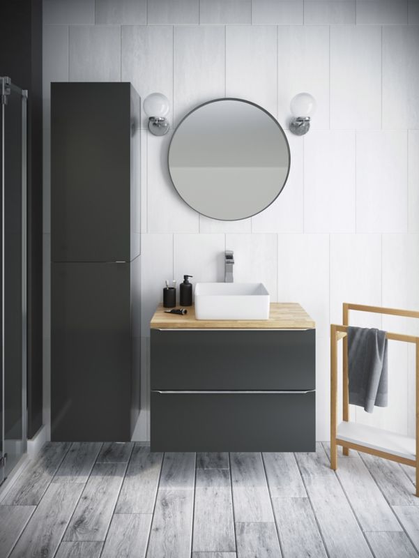 Rundt spejl Dubiel Vitrum Nico 70 cm med sort aluminiumsramme