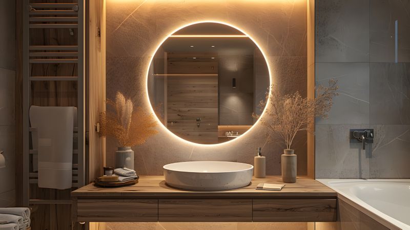 Rundt Luna-spejl 60 cm med LED-belysning