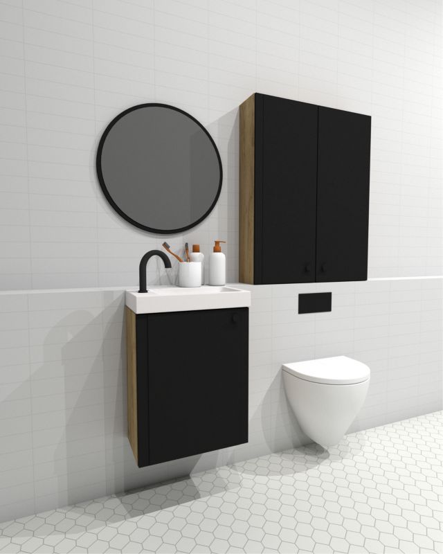 Rundt spejl Mirano Azzura 60 cm sort