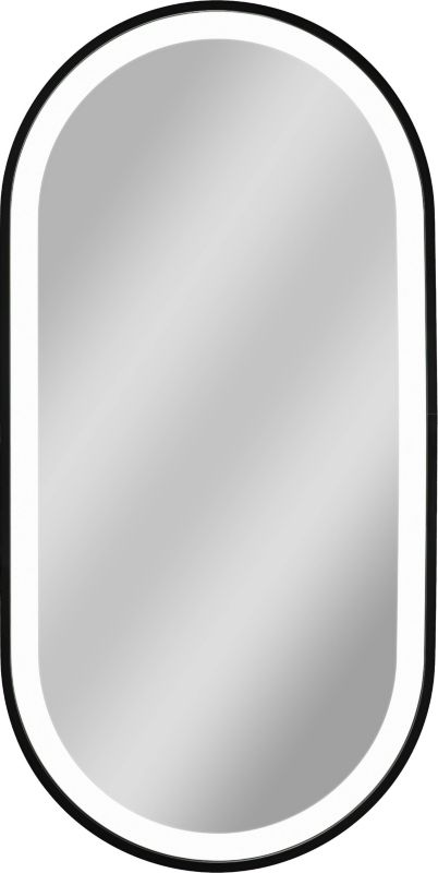 Ovalt spejl Dubiel Vitrum Solaris 40 x 80 cm med LED-belysning i sort ramme