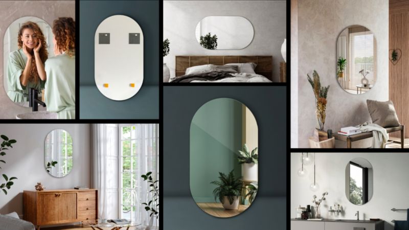 Ovalt spejl Tulup 52 x 90 til badeværelse 1 stk.