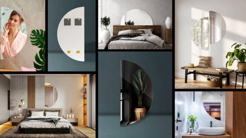 Halvrund vægspejl Tulup 25 x 50 cm minimalistisk 1 stk.