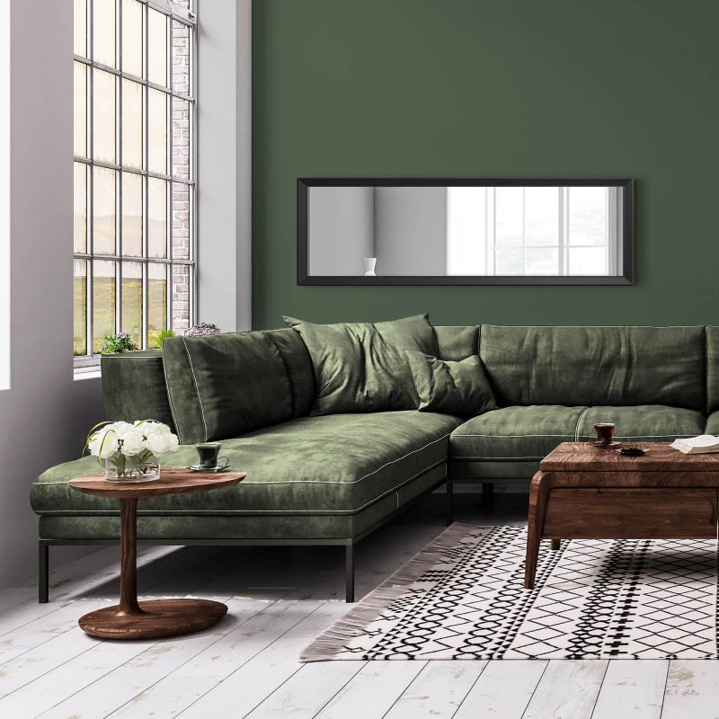 Rektangulært spejl Paris 47 x 147 cm i mat-sort ramme