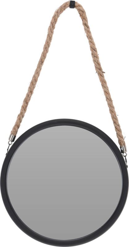 Sort rundt vægspejl, 3 stk.