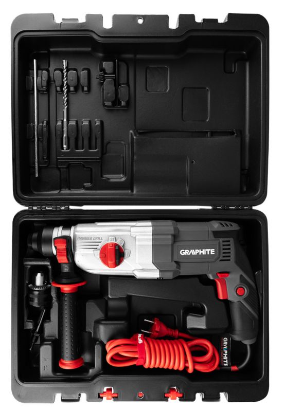 SDS+ borehammer GRAPHITE 900W med kuffert, 1 stk.