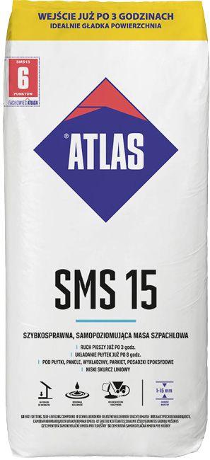 Atlas SMS 15 selvnivellerende spartelmasse, hurtighærdende, 25 kg