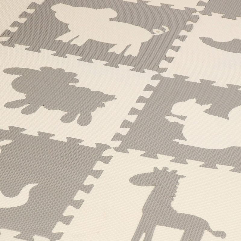 Springos puslespil med dyremotiver, skumlegemåtte til børn 150x150 cm, EVA-skum, 1 stk.