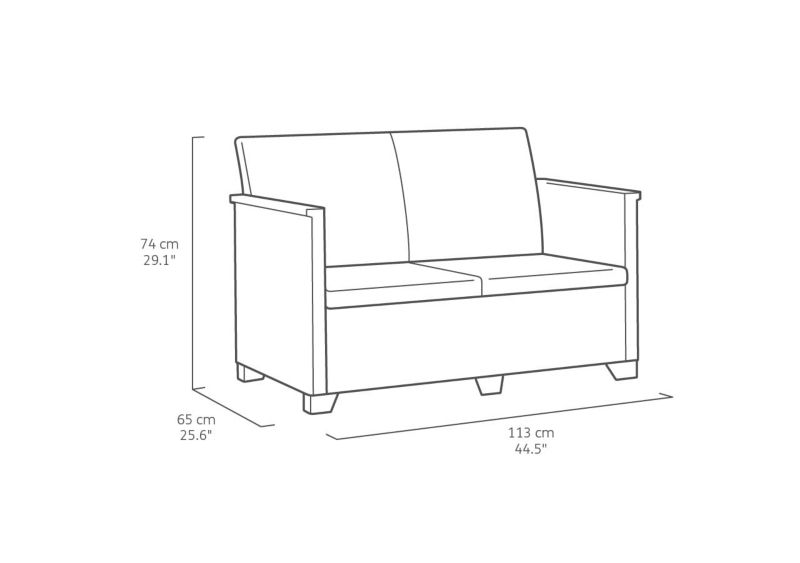 Keter Elodie havemøbelsæt klassisk bord, 2-personers sofa og 2 stole i cappuccino, 1 sæt