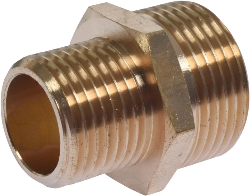 Messing Reduktion 1/2" - 3/4" Udvendigt Gevind