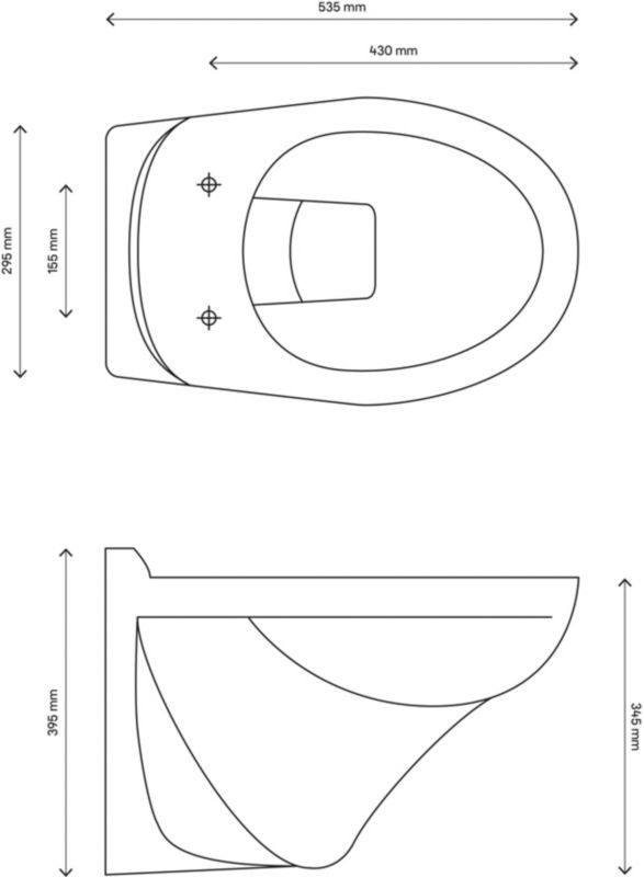 Vægmonteret WC-skål Arkus med polypropylen-sæde