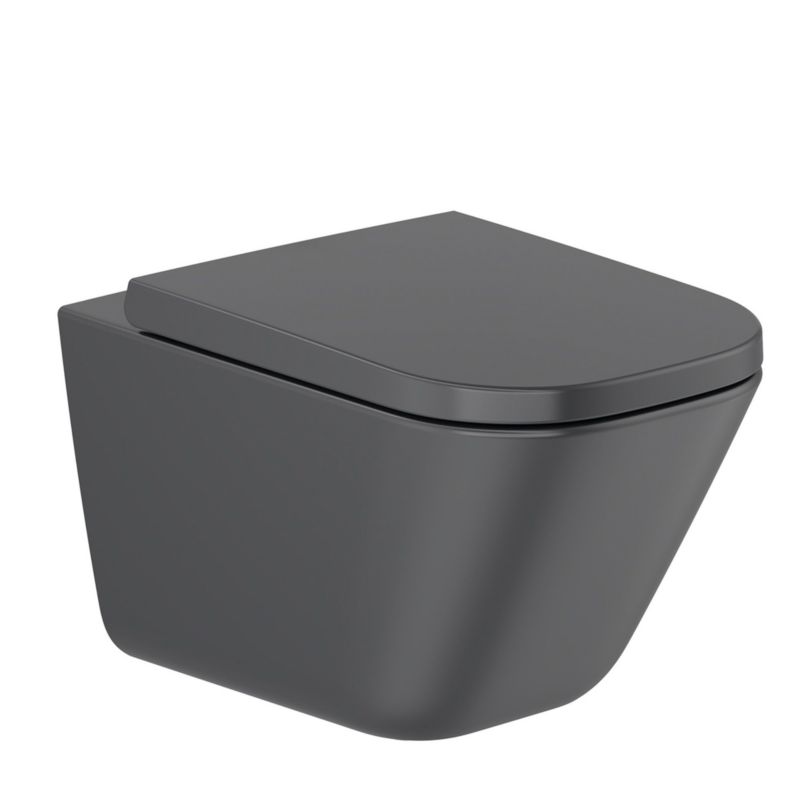 Roca Zefir væghængt rimless toilet med sort, soft-close sæde