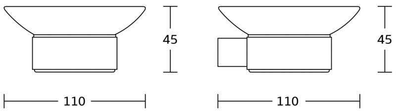 Væghængt sæbeskål Mexen Adox sort 11 x 4,5 cm 1 stk.