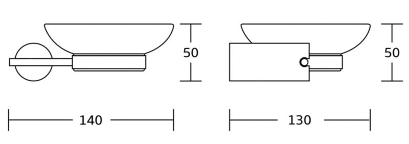 Væghængt sæbeskål Mexen Aron sort/krom 13 x 5 cm, 1 stk.