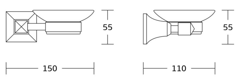 Væghængt sæbeskål Mexen Dalia krom 15 x 5,5 cm 1 stk.