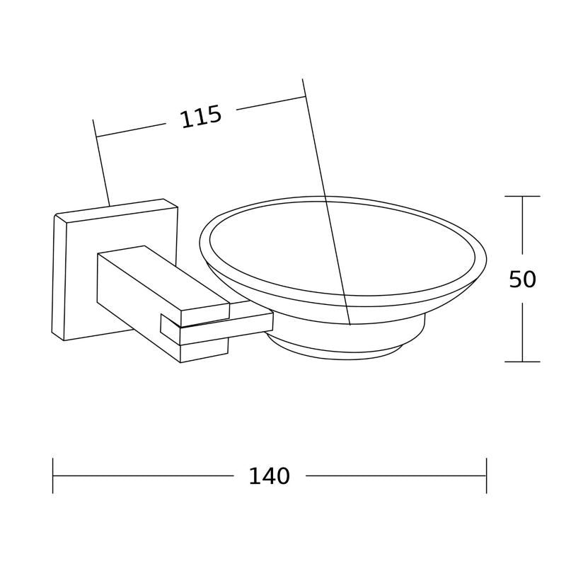 Vægmonteret sæbeskål Mexen Vane krom 14 x 5 cm 1 stk.