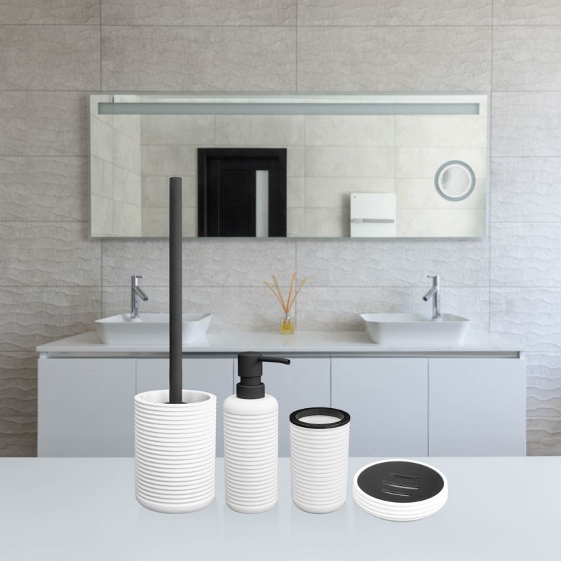 Sepio sæbeskål i hvid med sorte elementer, 1 stk.