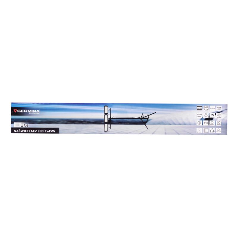 LED-projektør Germina 3x45W på stativ IP65 med spiralformet kabel, 1 stk.