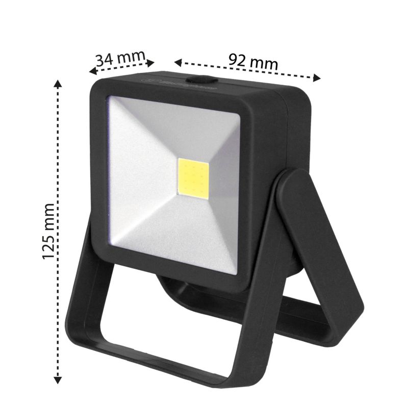 XUDO LED-arbejdslys 3W COB med 4xAAA, 360° drejelig holder og magnet, sort, 1 stk.