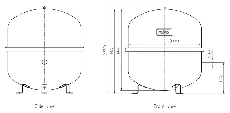Membrantrykbeholder til centralvarme N Reflex 35 l 1,5/4 bar grå 1 stk.