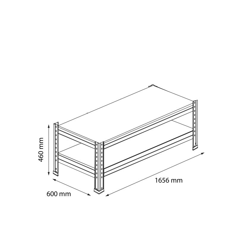 Metalhylde Rand 46x166x60 cm Sort 2 Hylder 300 kg