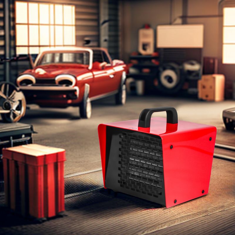 Elektrisk varmeblæser 2 kW i rød