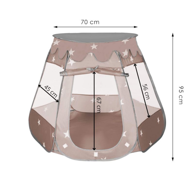 Springos børnetelt med slot og havehus i brun, 1 stk.
