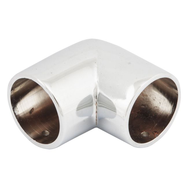 90º hjørnebeslag til rør Ø25 mm 3 x 3 x 4 cm i krom