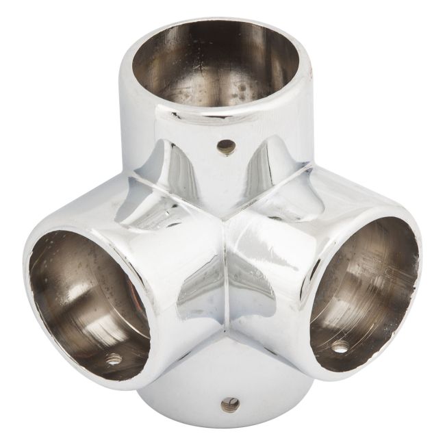 Firevejs hjørnebeslag til garderobe, Ø 25 mm, krom